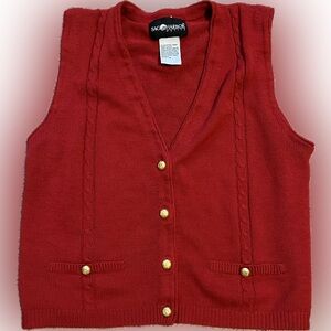 💥Vintage Sag Harbor Woman Sweater Vest Cable Knit Small Button Front Small